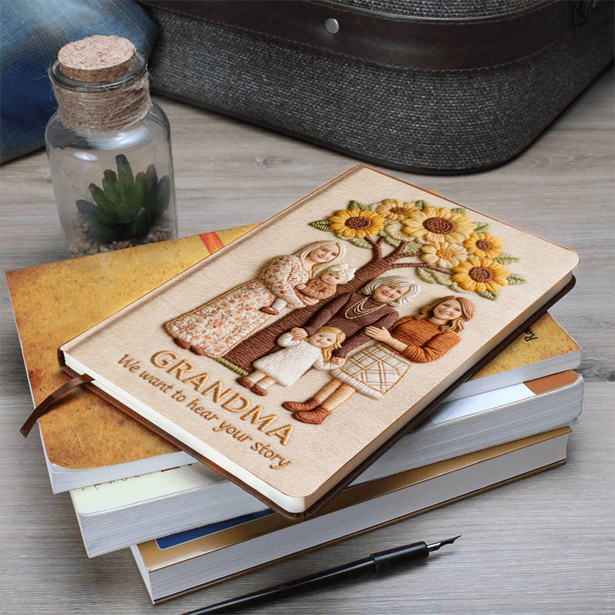 Any Photo I Want To Hear Your Story Perfect Gift For Mom, Grandma - Personalized Mother Leather Journal