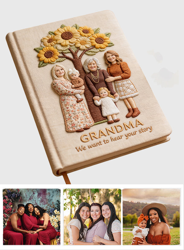 Any Photo I Want To Hear Your Story Perfect Gift For Mom, Grandma - Personalized Mother Leather Journal