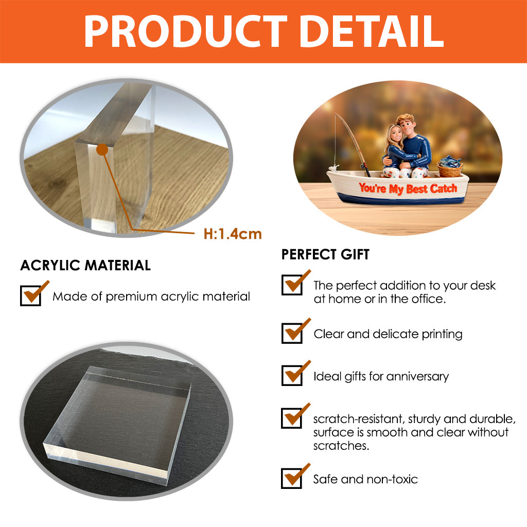 You're My Best Catch - Personalized Fishing Custom Shaped Acrylic Plaque