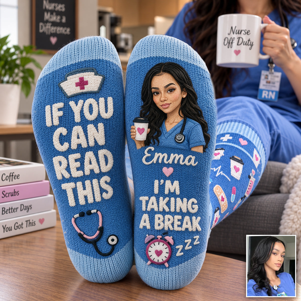 Funny Photo Nurse Gift - Personalized Nurse Socks