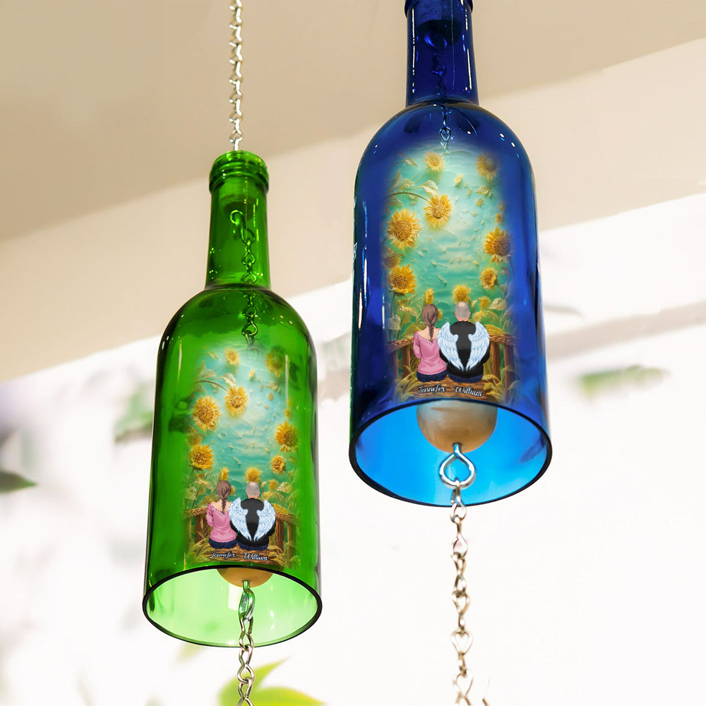 Hear The Wind And Think Of Me - Personalized Memorial Wine Bottle Wind Chime