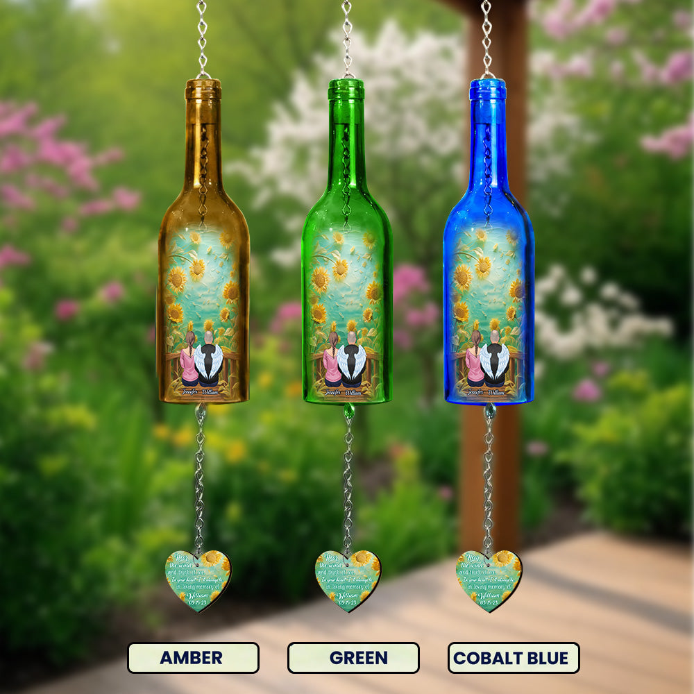 Hear The Wind And Think Of Me - Personalized Memorial Wine Bottle Wind Chime