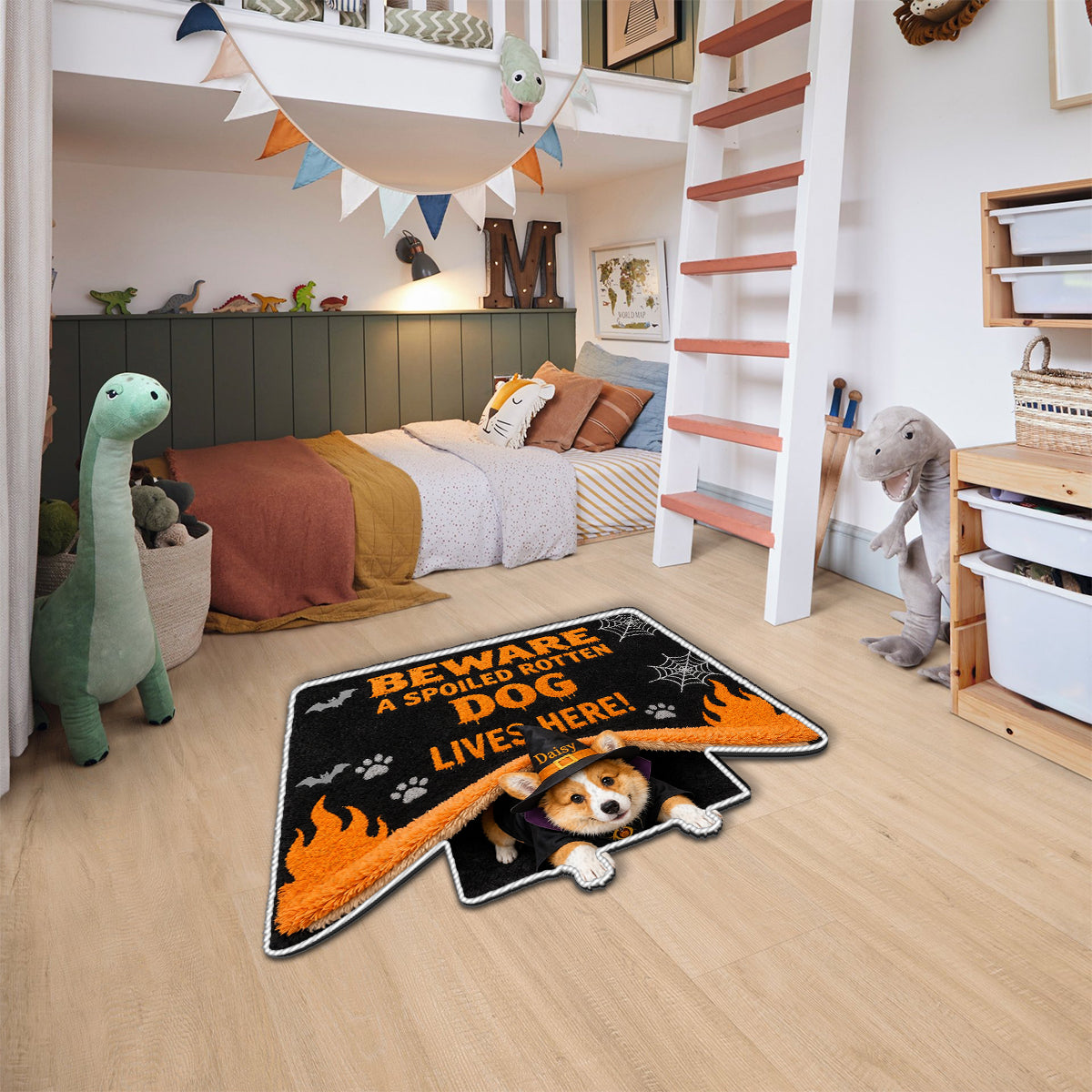 Beware Spoiled Rotten Dog - Personalized Dog Non-Slip Tufted Rug