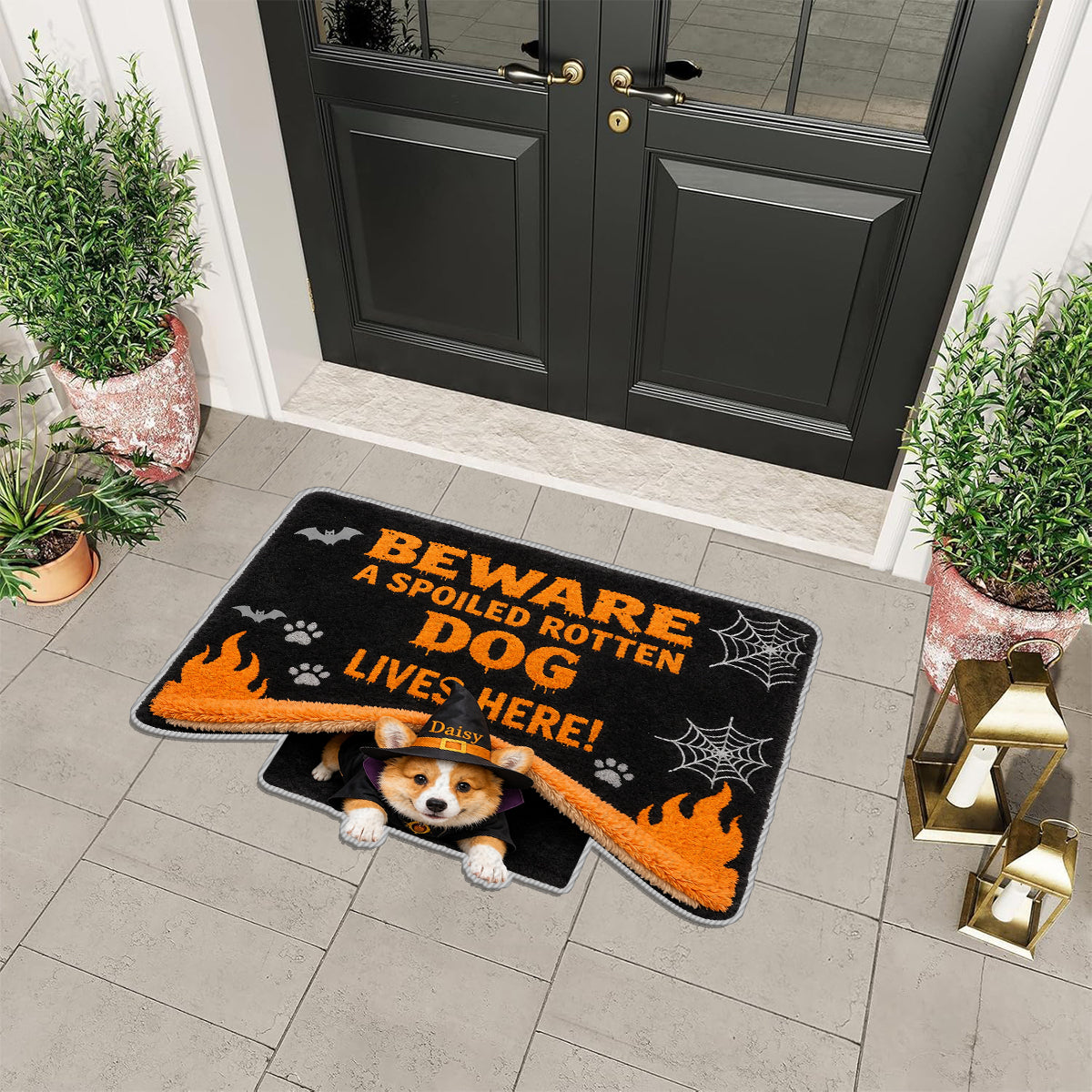 Beware Spoiled Rotten Dog - Personalized Dog Non-Slip Tufted Rug