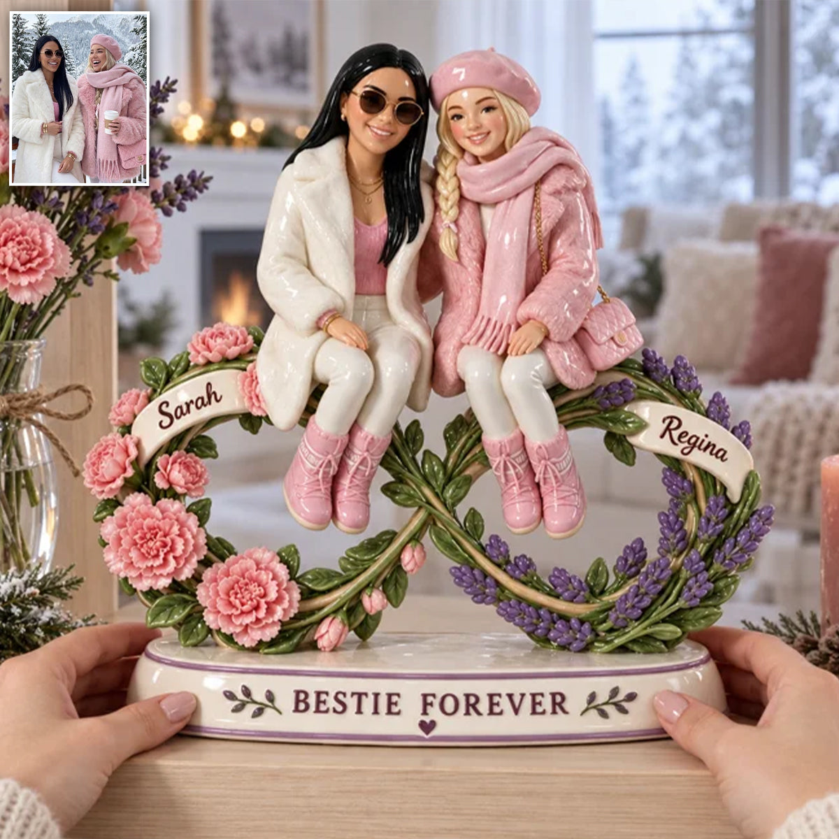Bestie Forever Floral - Personalized Bestie 3D Plaque