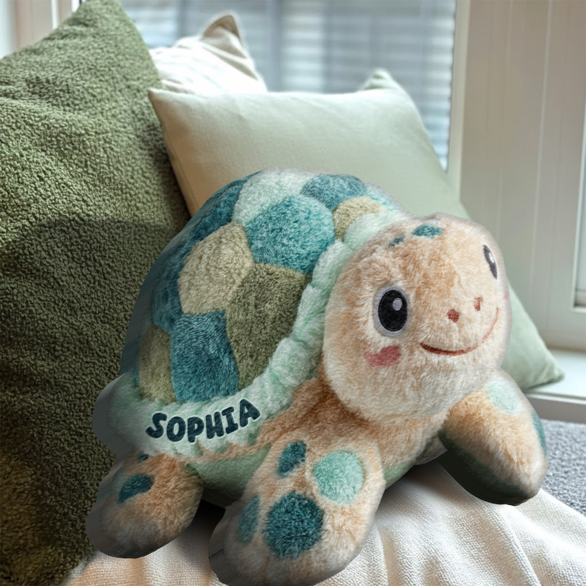 Cute Turtle - Personalized Turtle Faux Fur Shaped Pillow