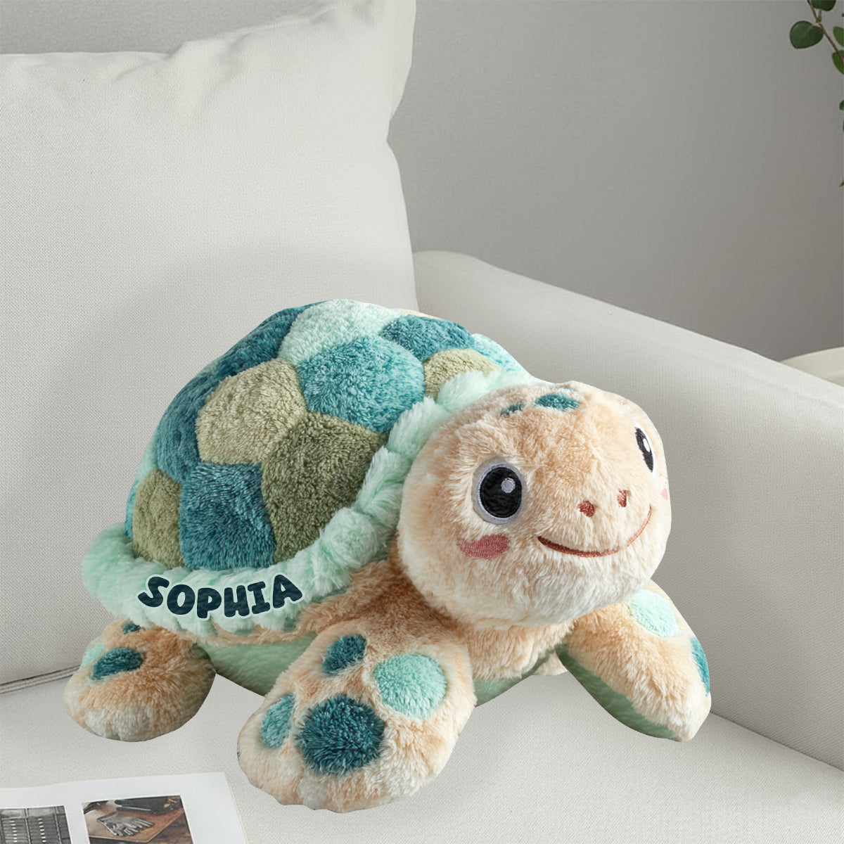 Cute Turtle - Personalized Turtle Faux Fur Shaped Pillow