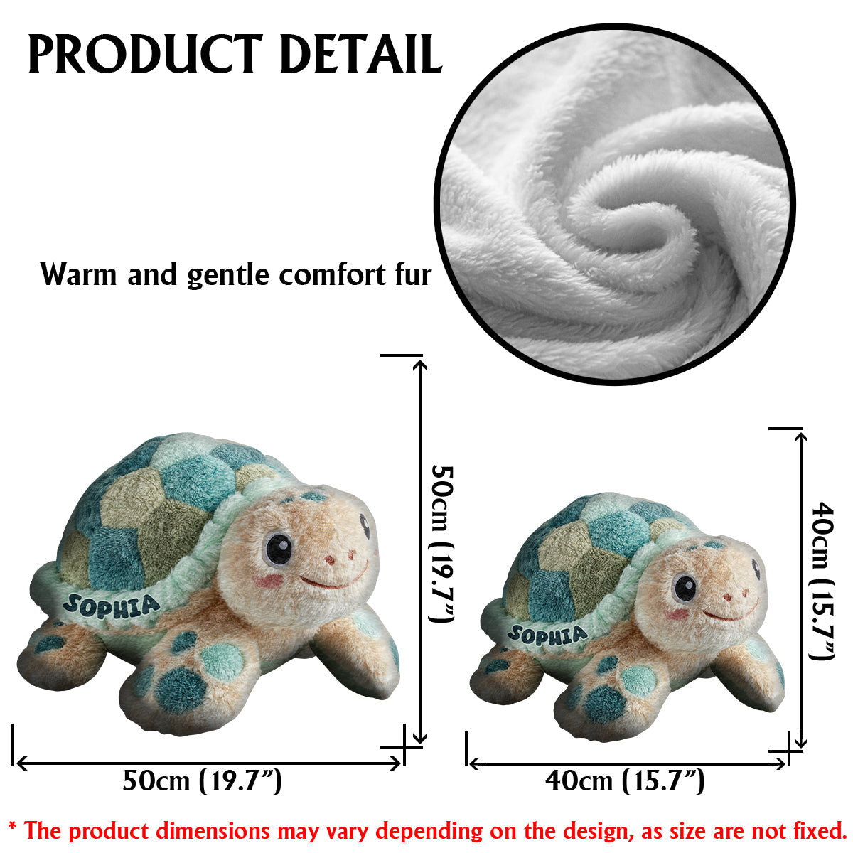 Cute Turtle - Personalized Turtle Faux Fur Shaped Pillow