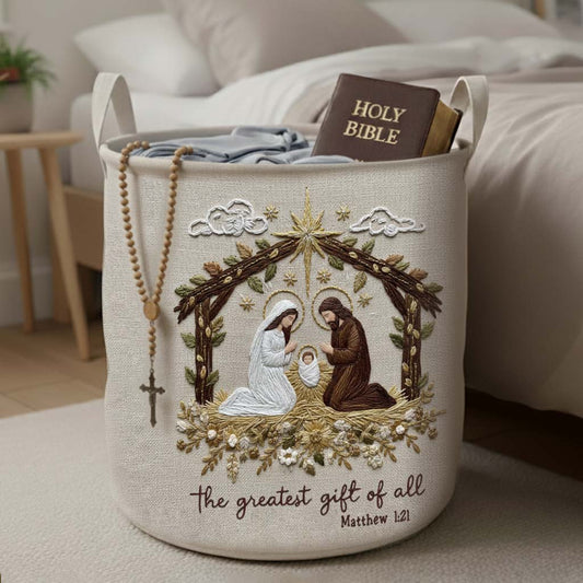 The Greatest Gift Of All Nativity Scene Holy Night - Christian Storage Basket