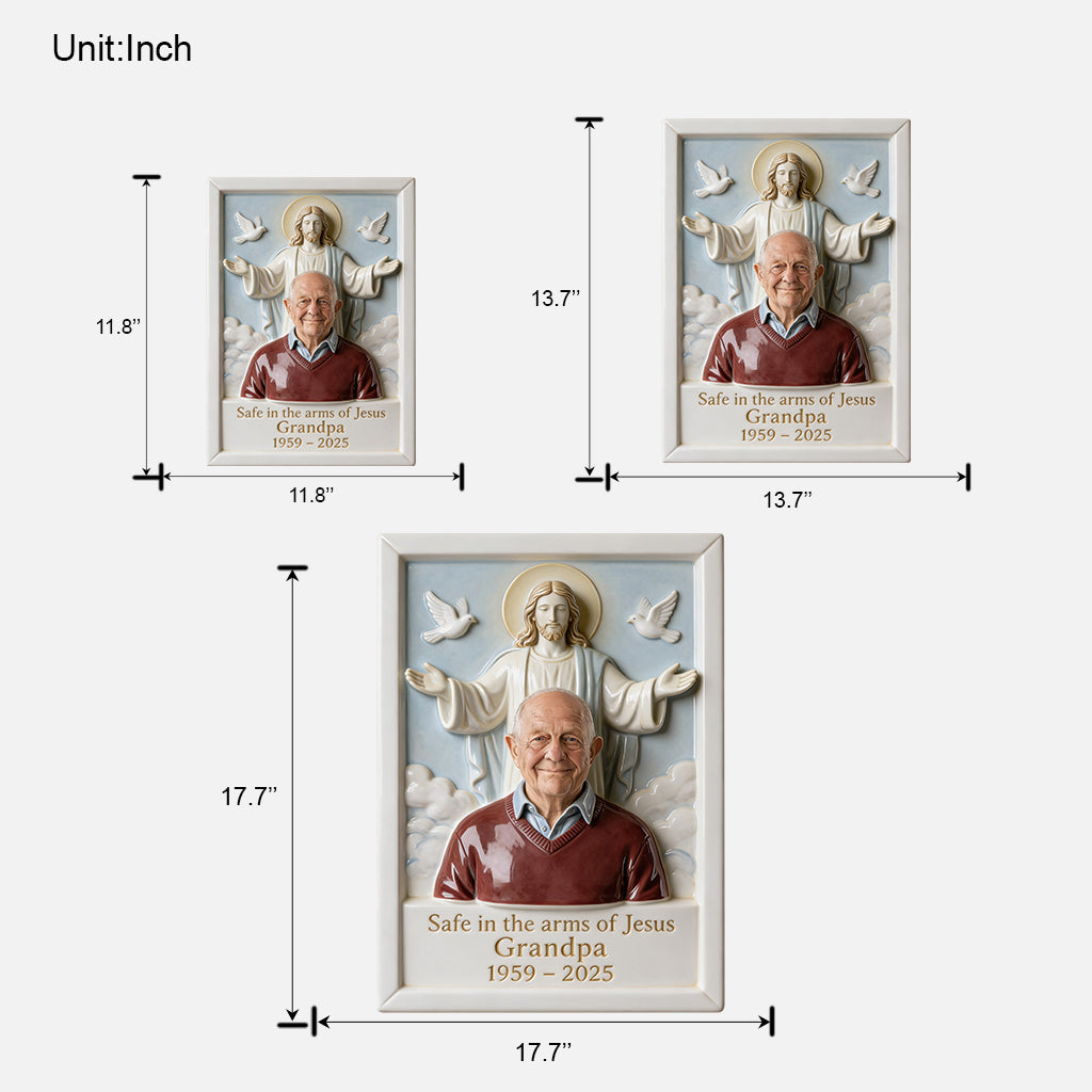 Safe In The Arms Of Jesus - Personalized Memorial Custom Shaped Wood Sign