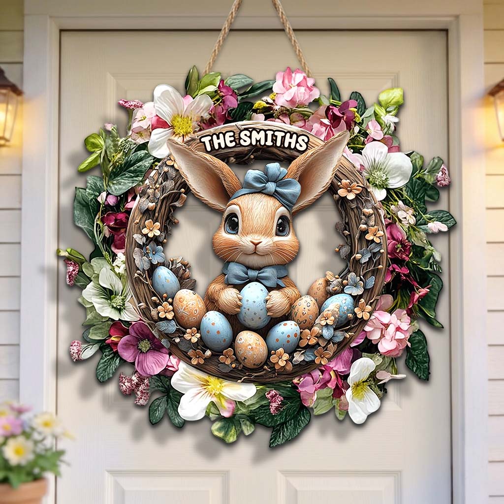 Happy Easter - Personalized Family Custom Shaped Wood Sign