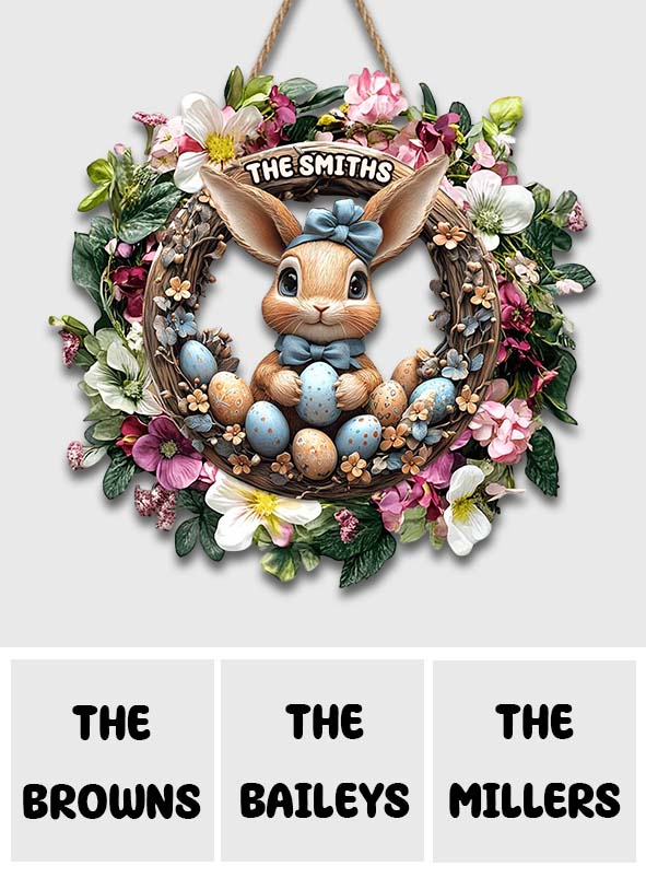 Happy Easter - Personalized Family Custom Shaped Wood Sign