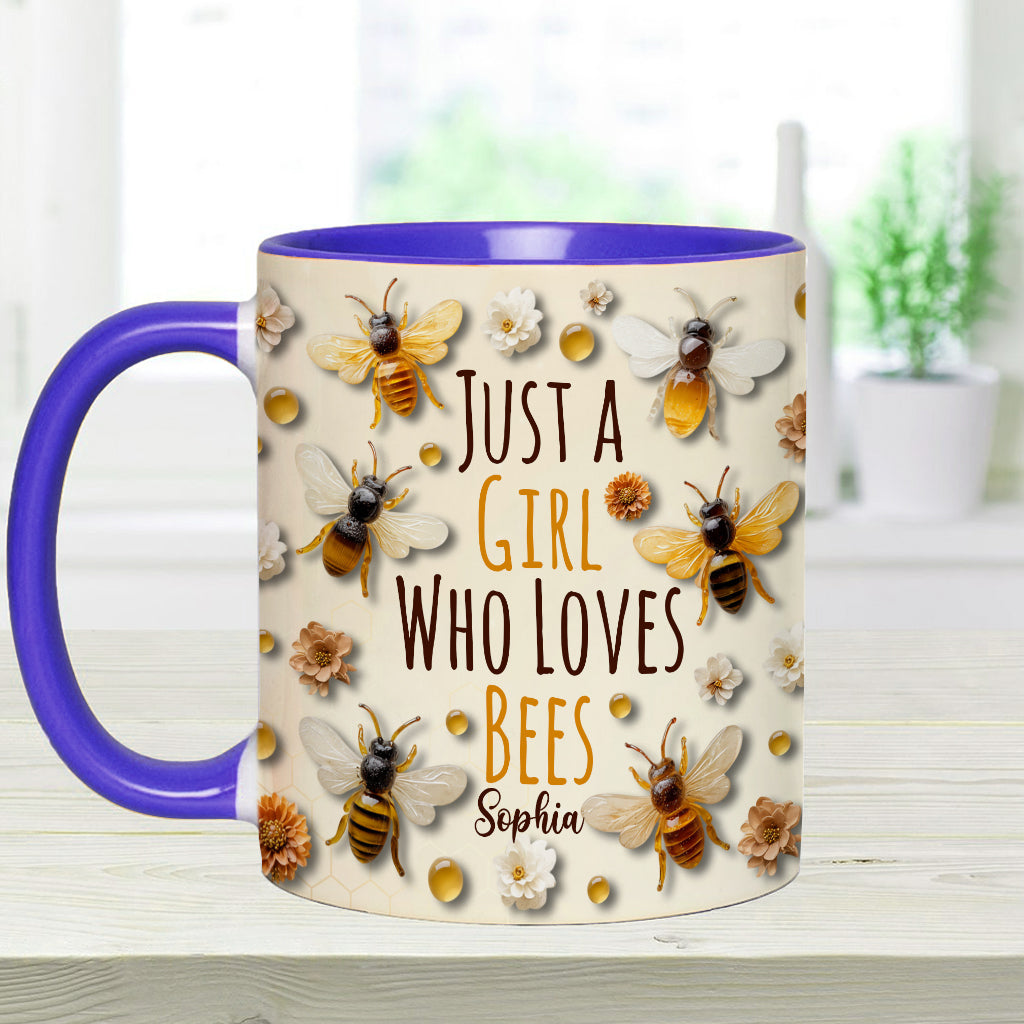 Just A Girl Who Loves Bees - Personalized Bee Accent Mug
