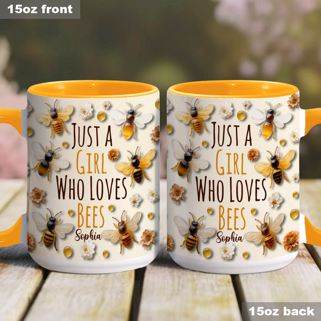Just A Girl Who Loves Bees - Personalized Bee Accent Mug