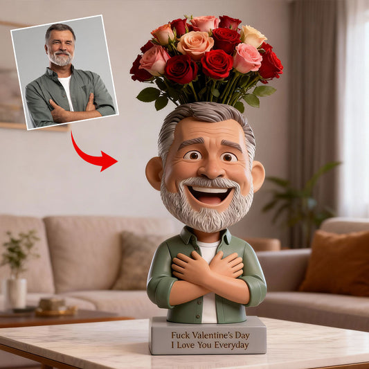 Fuck Valentine's Day - Personalized Couple Custom Shape Acrylic Flower Vase