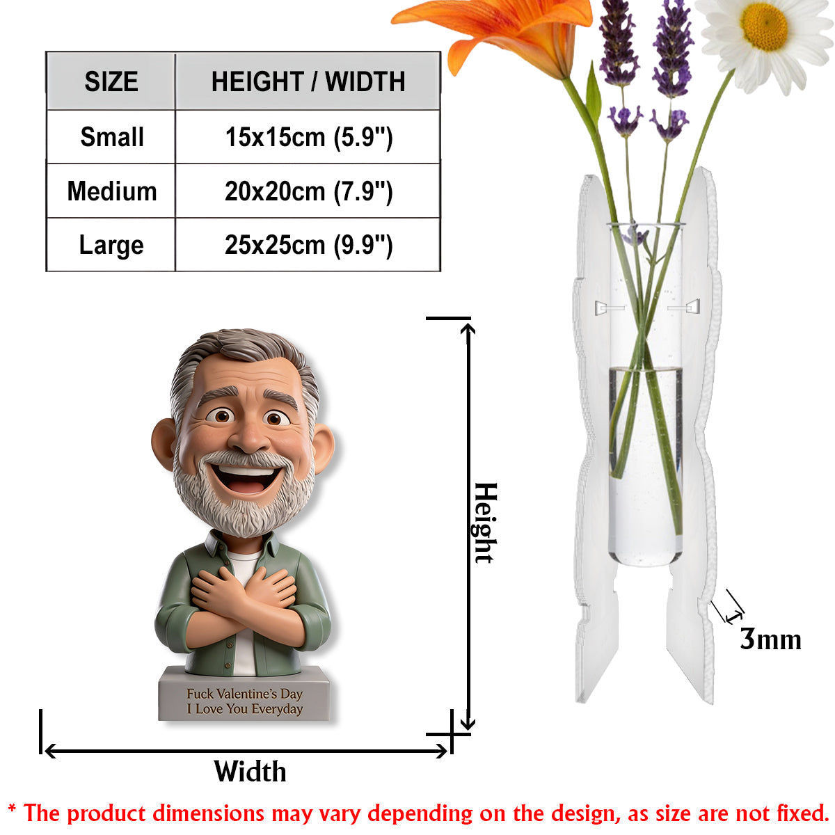 Fuck Valentine's Day - Personalized Couple Custom Shape Acrylic Flower Vase