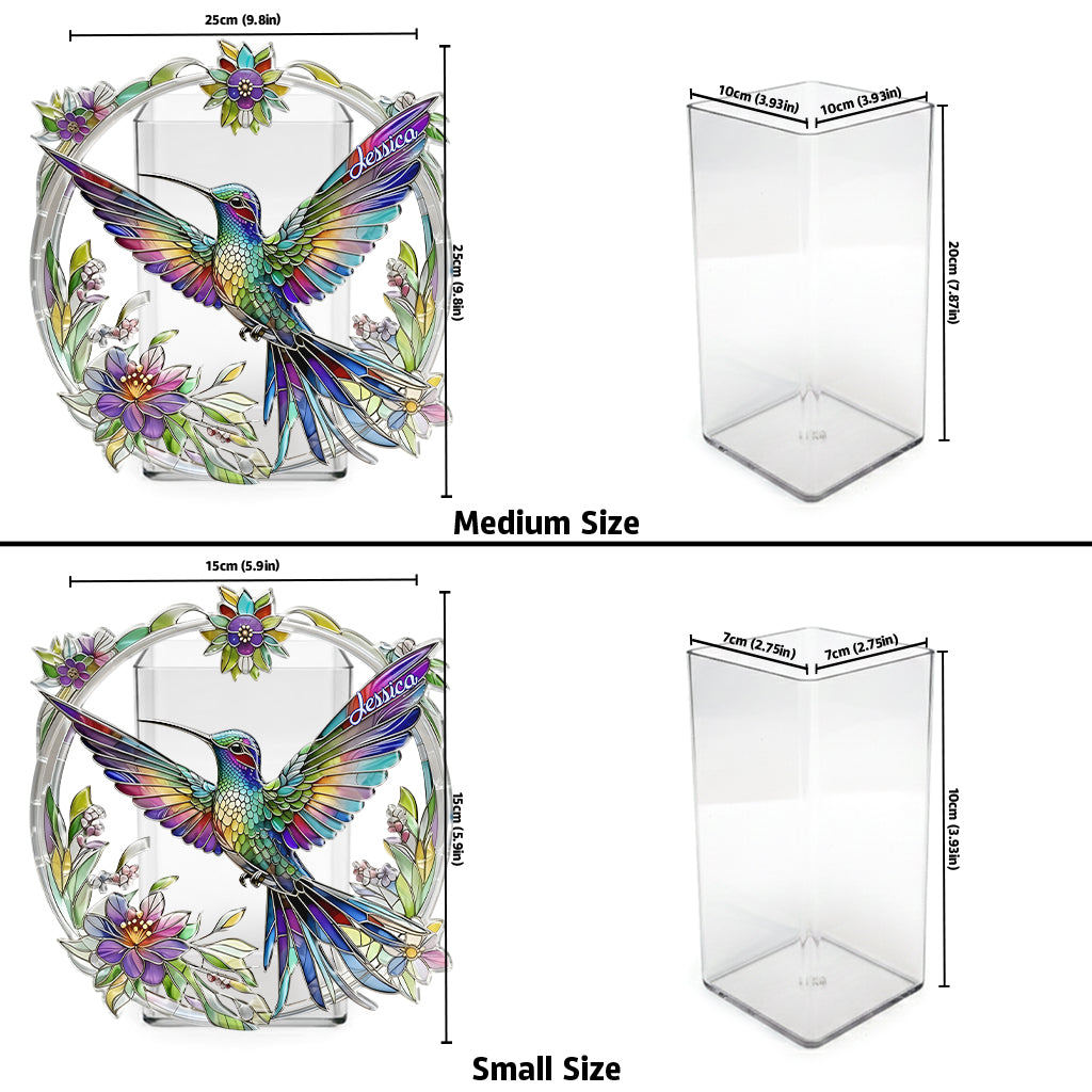 Stunning Humming Bird - Personalized Hummingbird Acrylic Pot