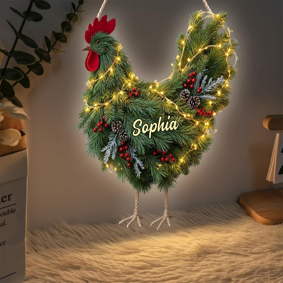 Chicken Wreath - Personalized Chicken LED Light Acrylic Sign