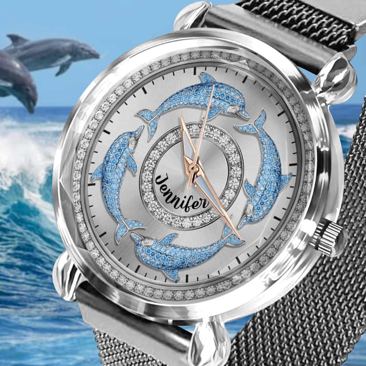 Love Dolphins - Personalized Dolphin Women Hand Watch