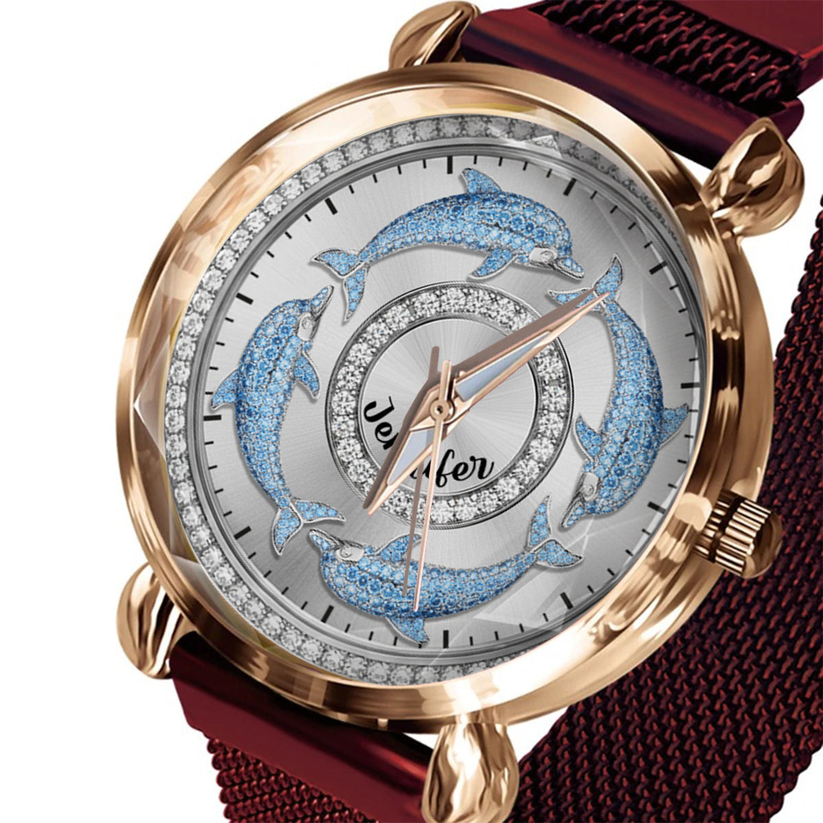 Love Dolphins - Personalized Dolphin Women Hand Watch
