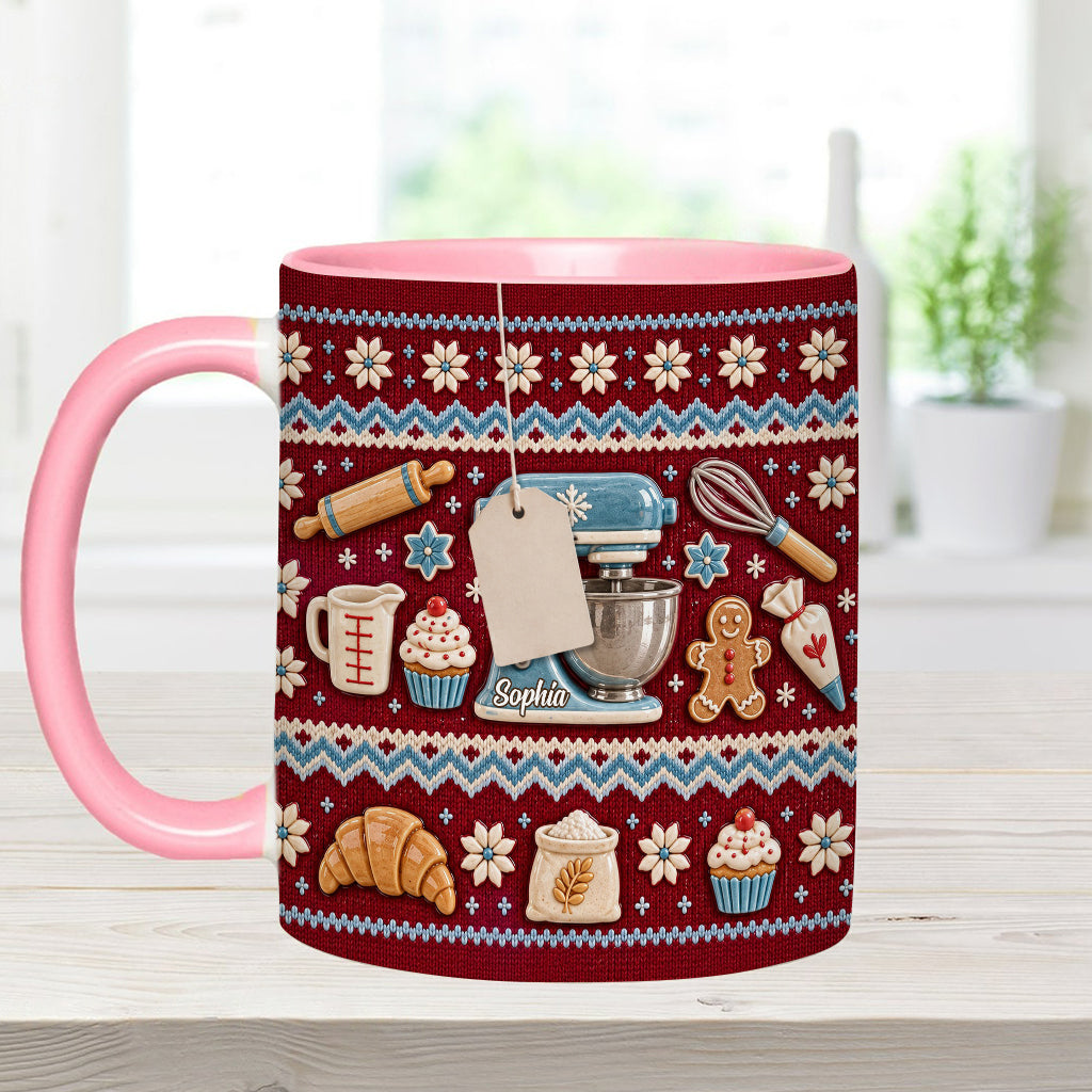 Ugly Pattern Love Baking - Personalized Baking Accent Mug & Coaster