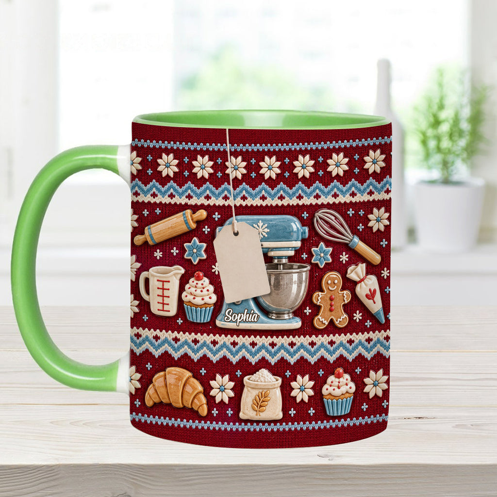 Ugly Pattern Love Baking - Personalized Baking Accent Mug & Coaster