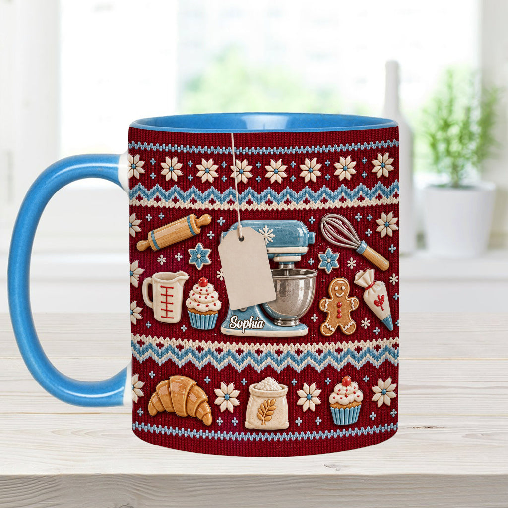Ugly Pattern Love Baking - Personalized Baking Accent Mug & Coaster
