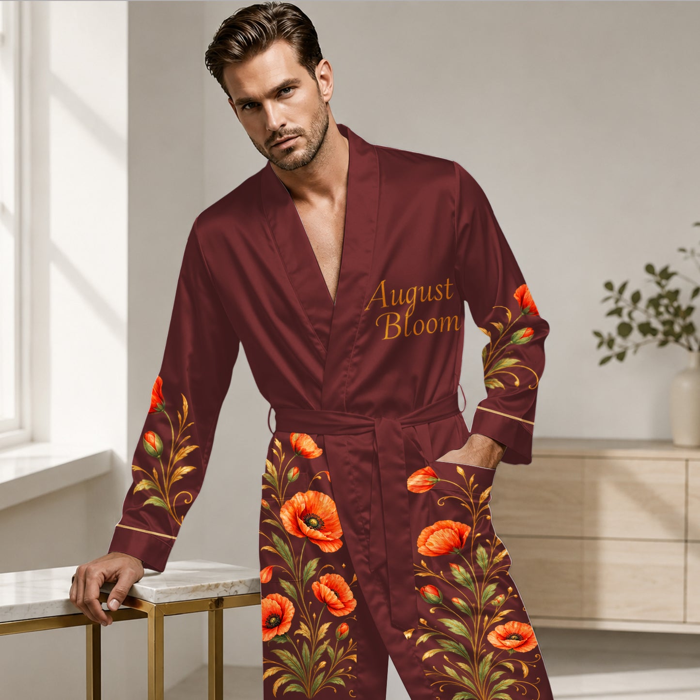 Birthmonth Flower Luxury Robe - Personalized Self Love Satin Robe