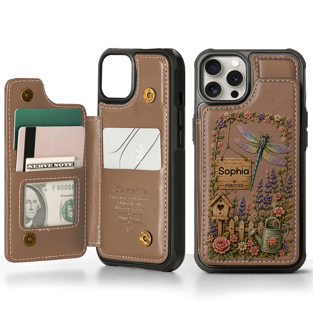 Humingbird, Dragonfly - Personalized Gardening Wallet Phone Case