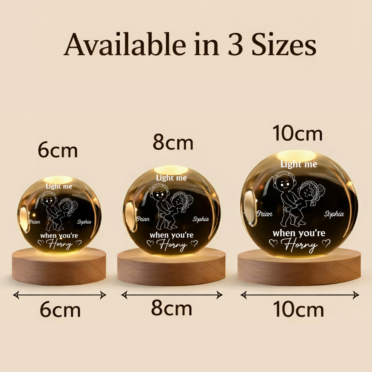 Light Me When You're Horny - Personalized Spicy Couple Crystal Ball Night Light