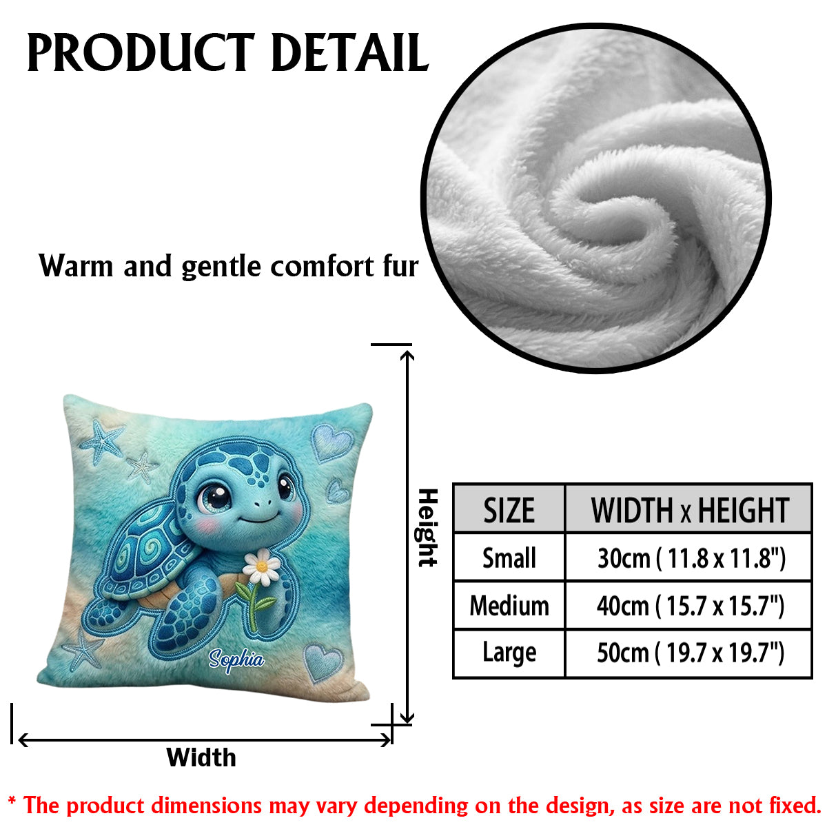 Salty Lil' Beach - Personalized Turtle Premium Faux Fur Pillow