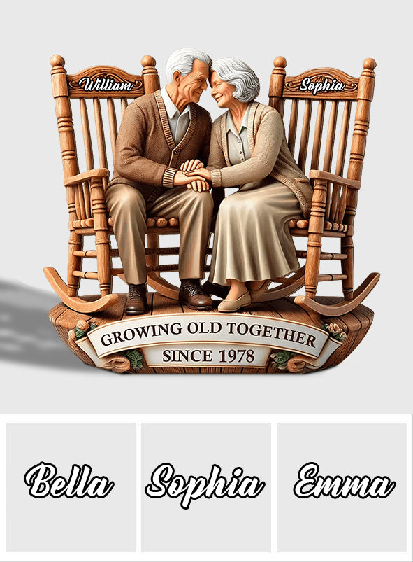 Old Couple Sitting On Rocking Chairs Together - Personalized Couple Custom Shaped Acrylic Plaque
