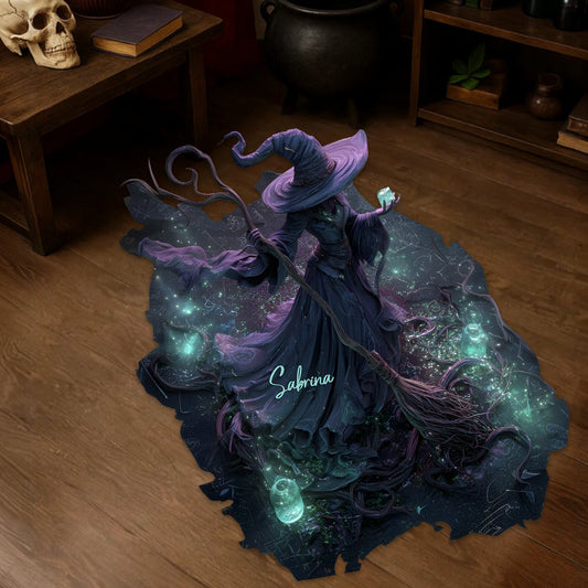 Beautiful Witch - Personalized Witch Shaped Doormat/ Rug