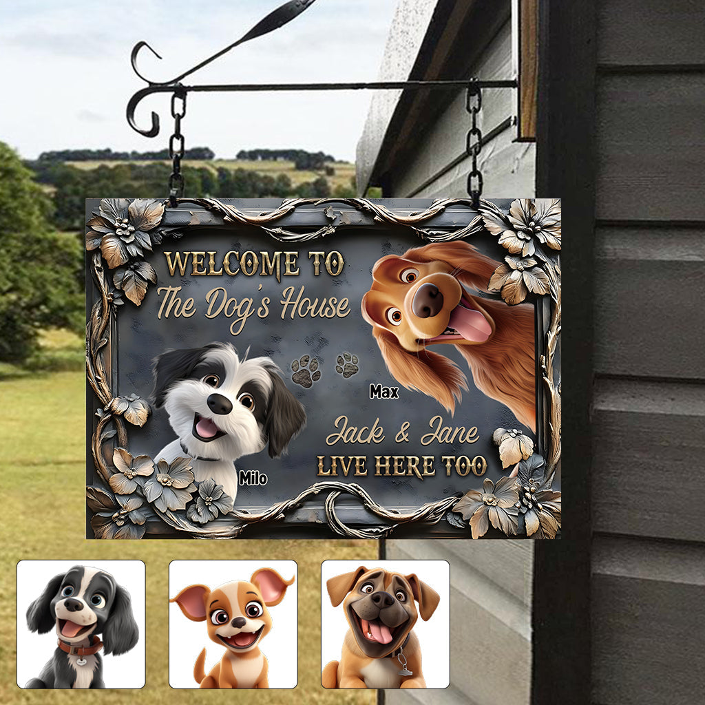 Welcome To The Dog House - Personalized Dog Rectangle Metal Sign