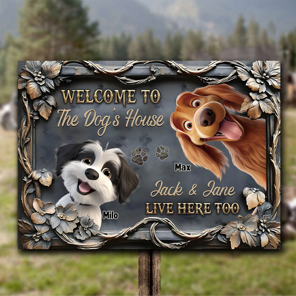 Welcome To The Dog House - Personalized Dog Rectangle Metal Sign