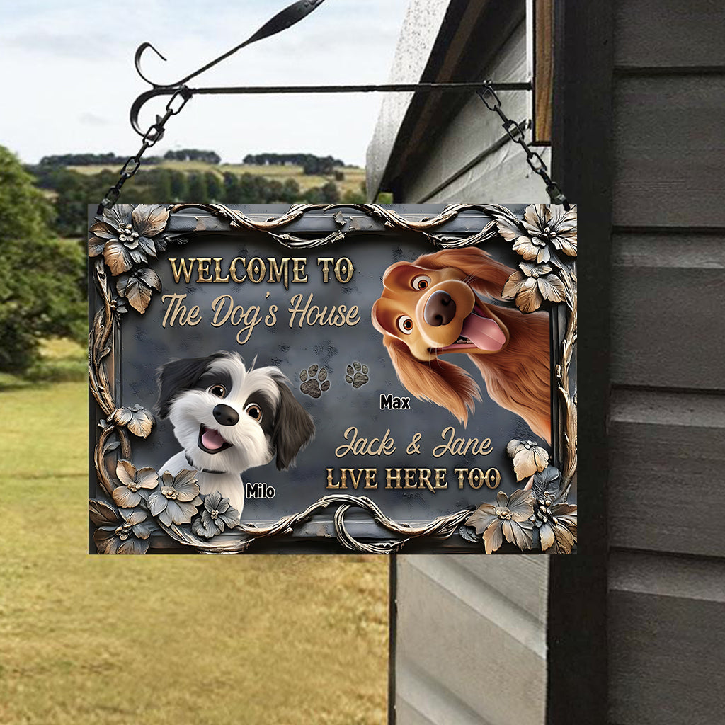 Welcome To The Dog House - Personalized Dog Rectangle Metal Sign