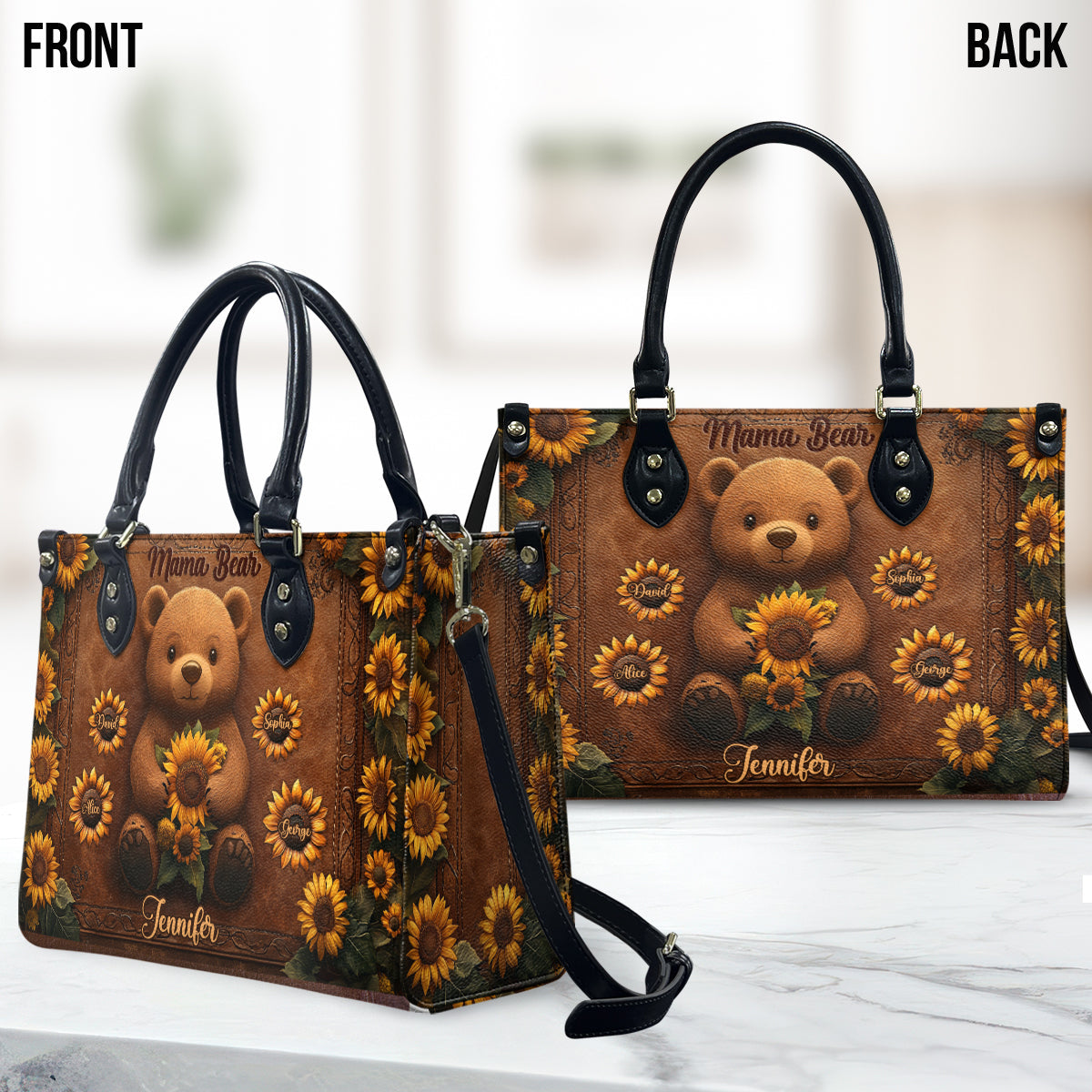Mama Bear - Personalized Mother Leather Handbag