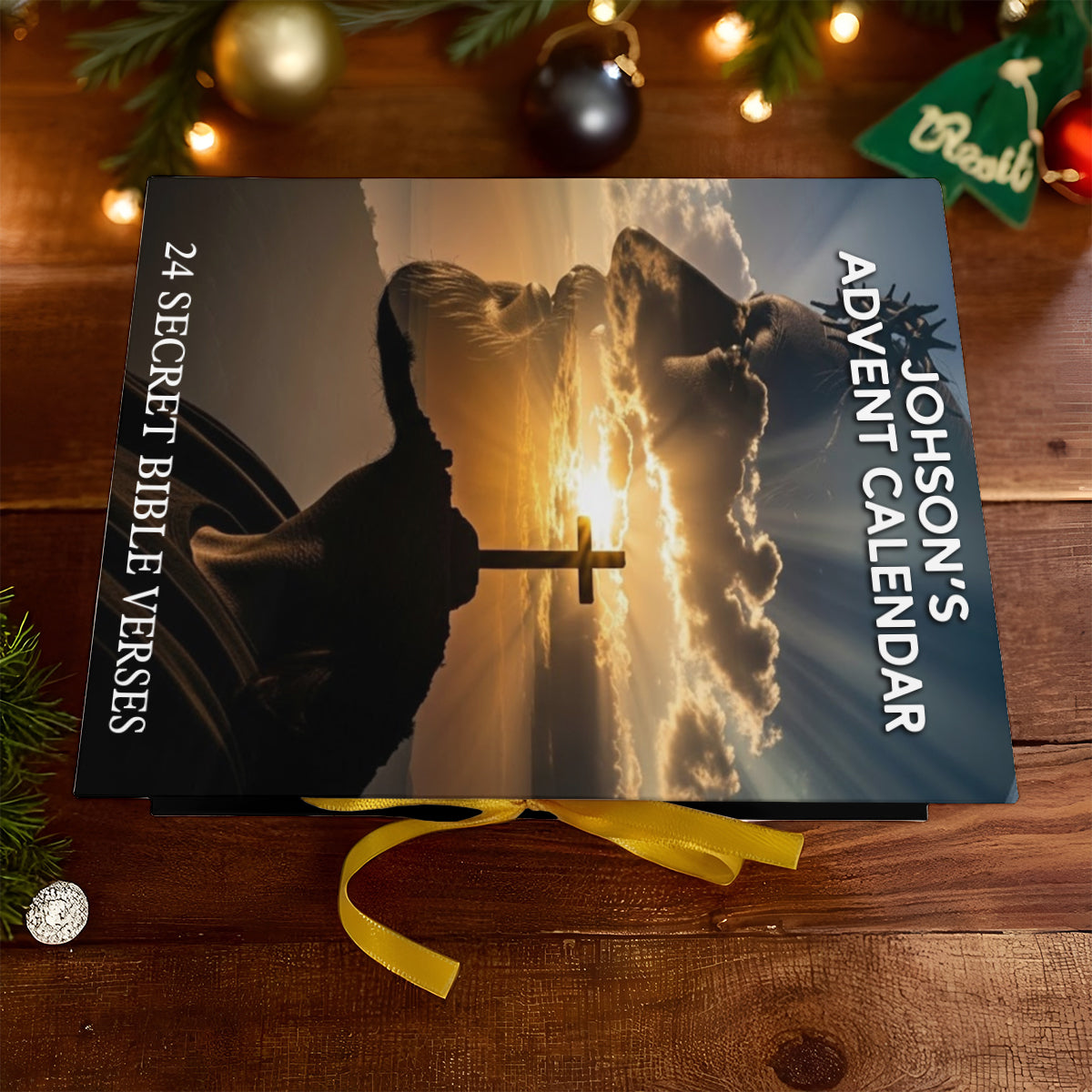 Bible Verse Advent Calendar - Personalized Christian Folded Advent Calendar With Ornaments