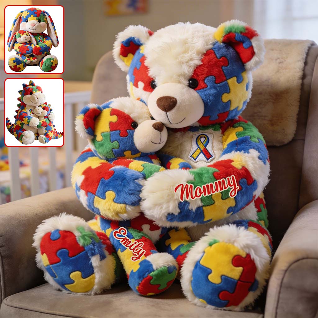 Mom And Kid - Personalized Autism Awareness Premium Faux Fur Pillow