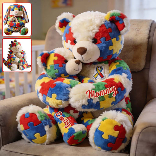 Mom And Kid - Personalized Autism Awareness Premium Faux Fur Pillow