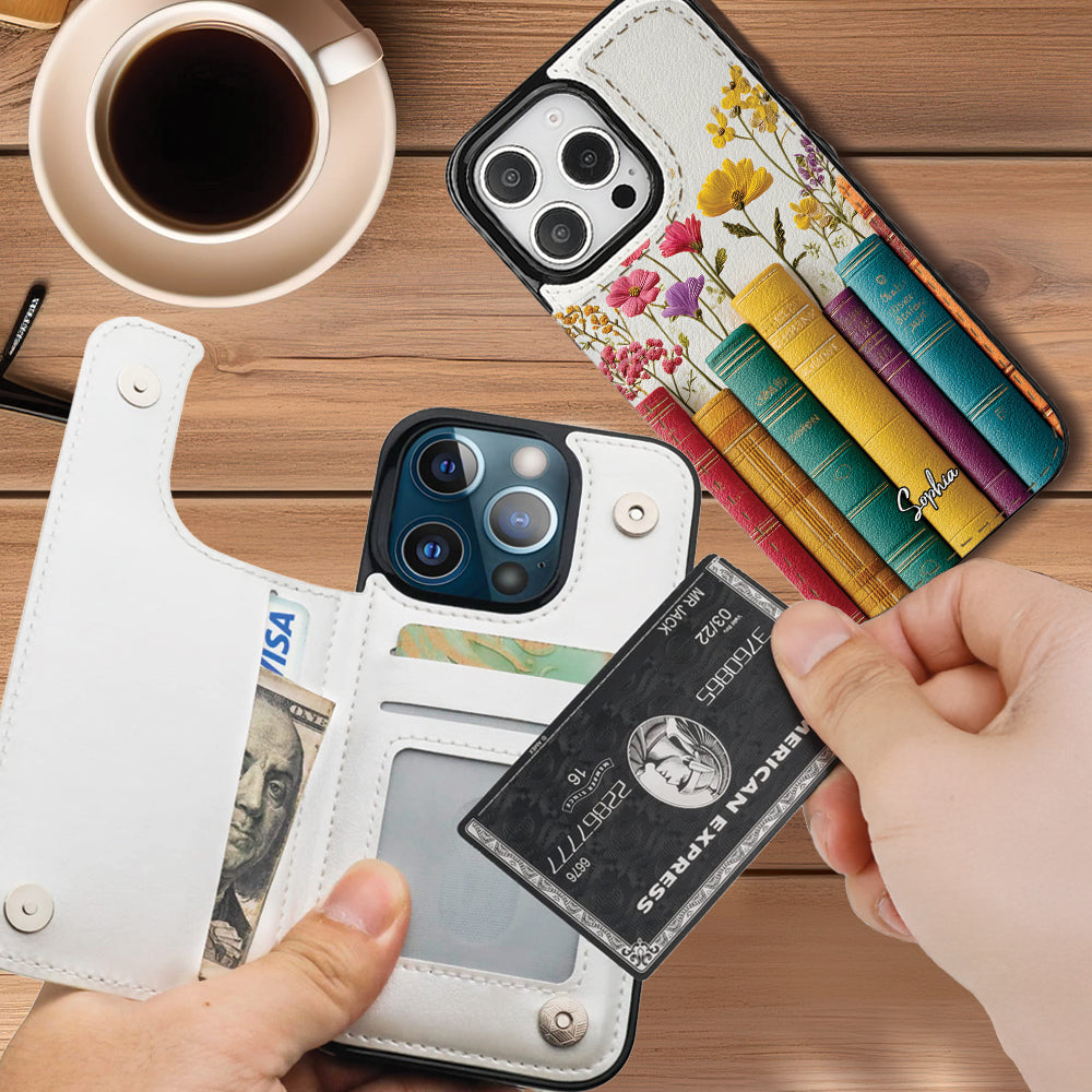 Vintage Flower Book - Personalized Book Foldable Wallet Phone Case