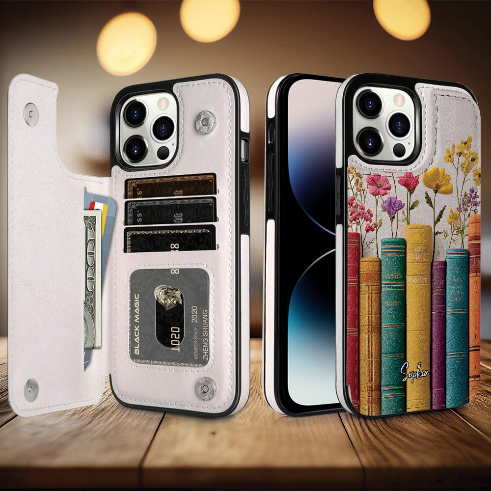 Vintage Flower Book - Personalized Book Foldable Wallet Phone Case