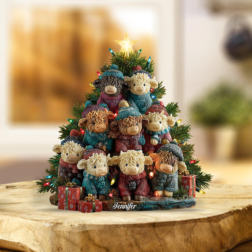 Love Highland Cow - Personalized Highland Cow Custom Shaped Acrylic Plaque