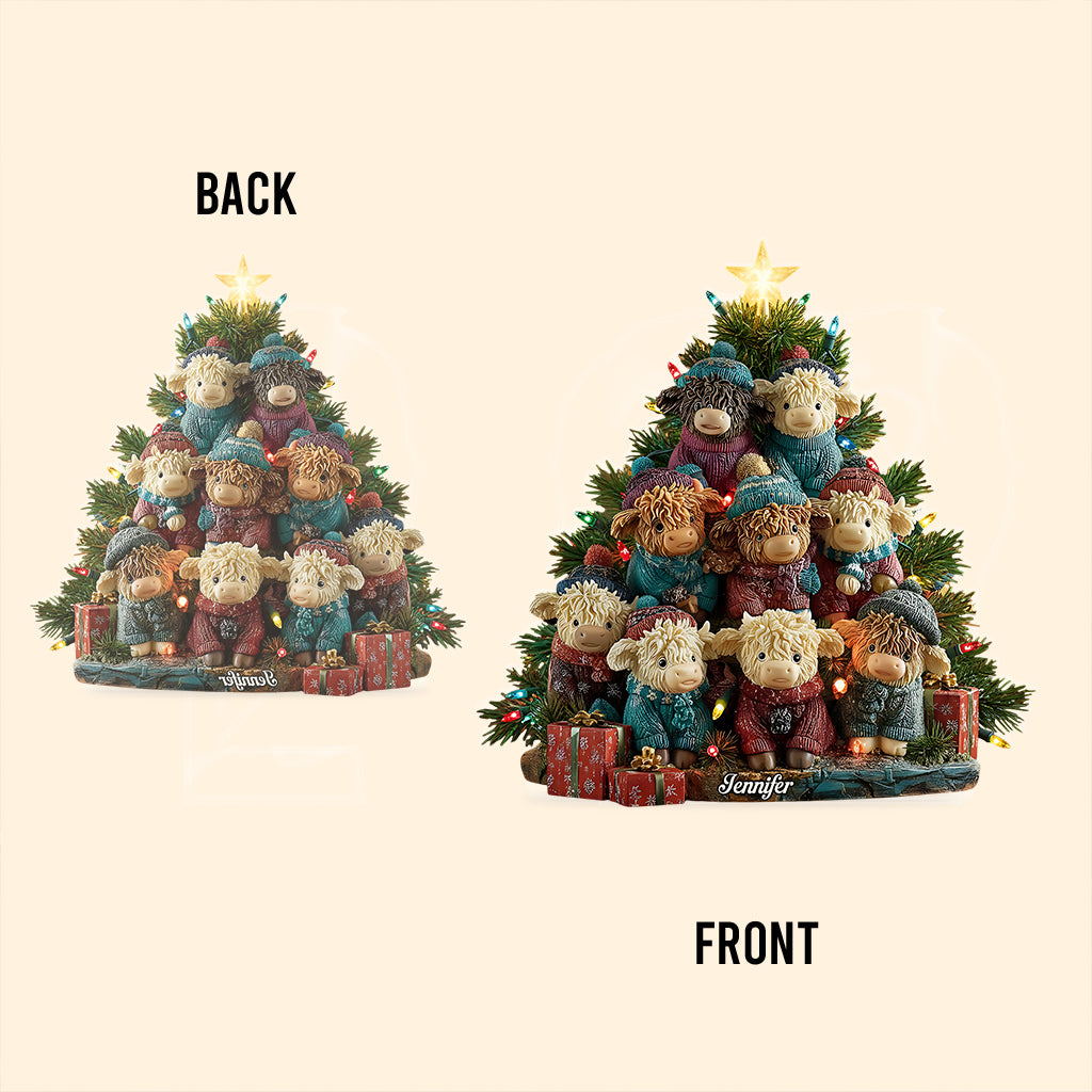 Love Highland Cow - Personalized Highland Cow Custom Shaped Acrylic Plaque