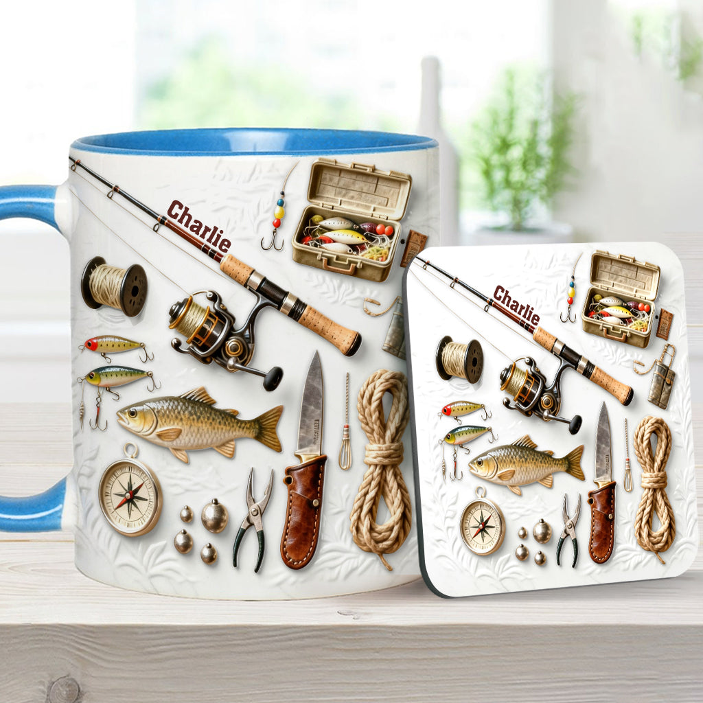 Love Fishing - Personalized Fishing Accent Mug & Coaster