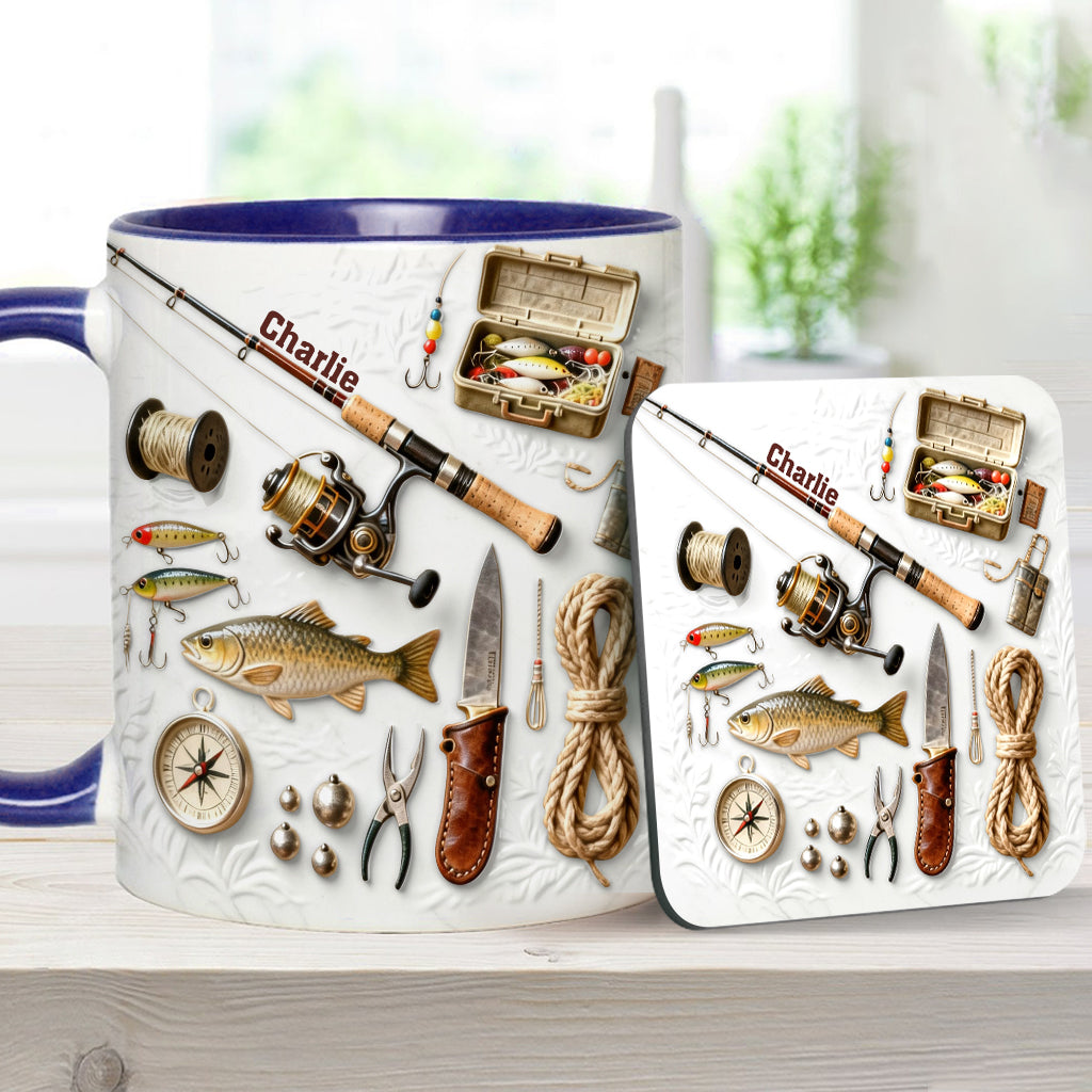 Love Fishing - Personalized Fishing Accent Mug & Coaster