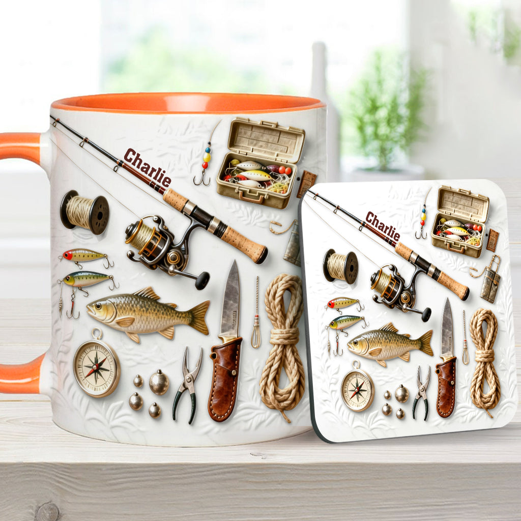 Love Fishing - Personalized Fishing Accent Mug & Coaster