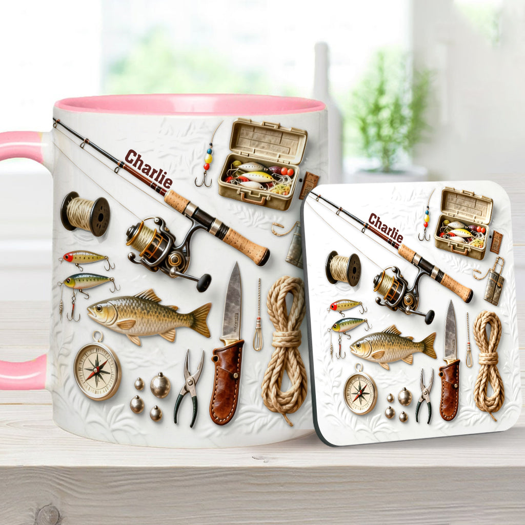 Love Fishing - Personalized Fishing Accent Mug & Coaster