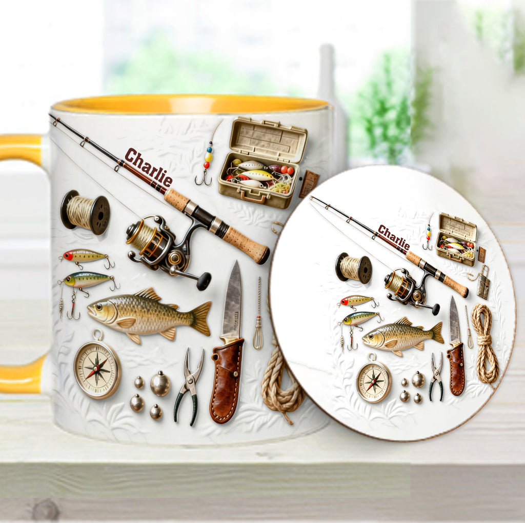 Love Fishing - Personalized Fishing Accent Mug & Coaster
