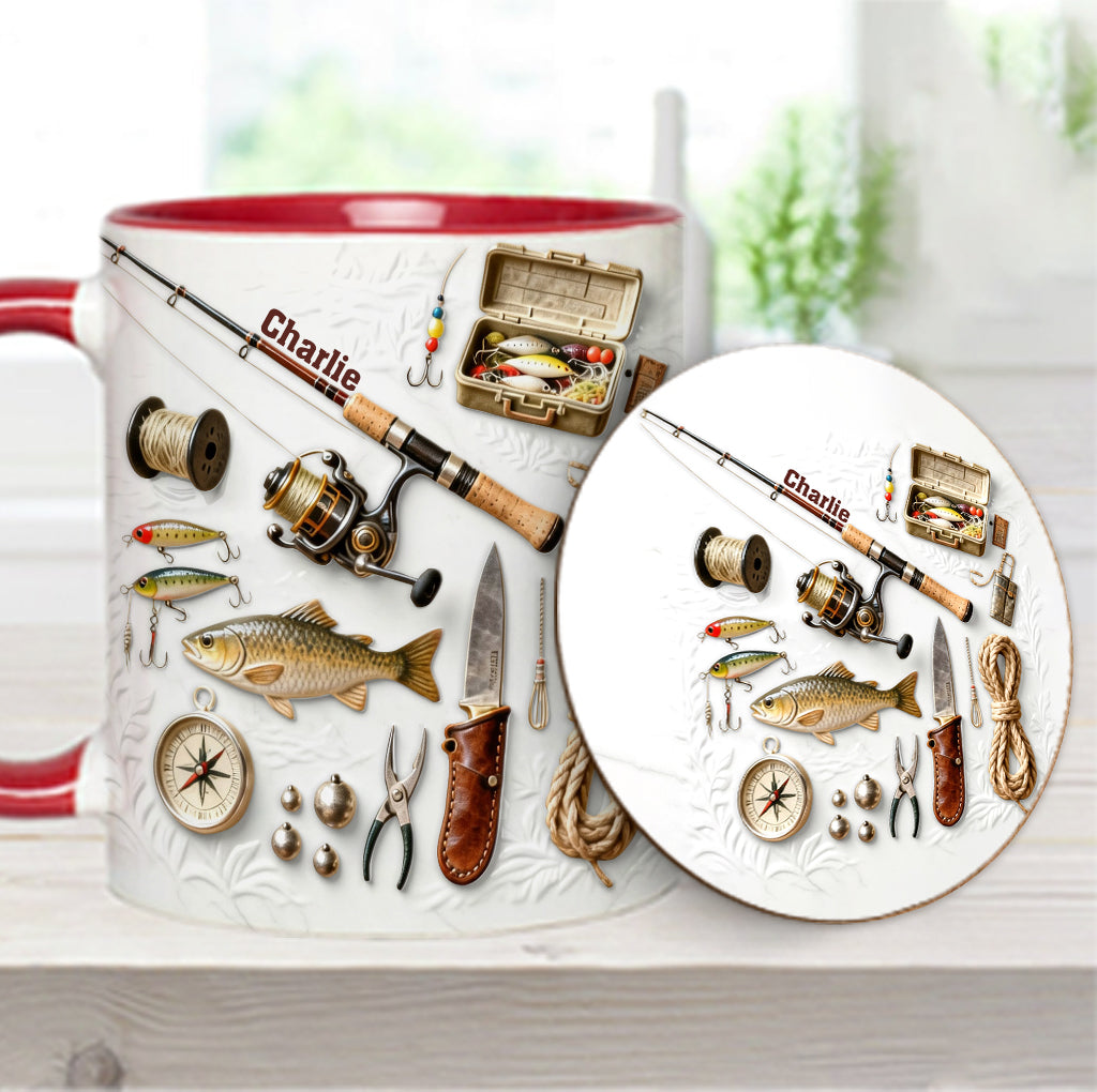 Love Fishing - Personalized Fishing Accent Mug & Coaster